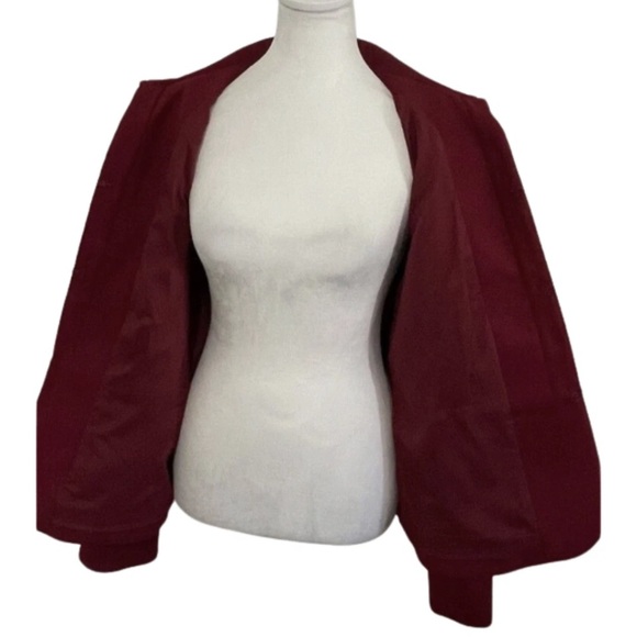 CHICO'S Women's Size 2 (L/12) Dark Red Blazer Jacket Hook Eye Closure Lined - Picture 7 of 9